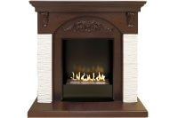 Биокамин в портале Firezo Портал Bern Сланец мелкий белый Темный дуб, стандарт