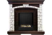 Биокамин в портале Firezo Glasgow Темный дуб белый камень, стандарт