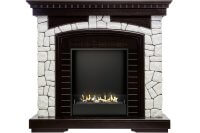 Биокамин в портале Firezo Glasgow Венге белый камень, стандарт